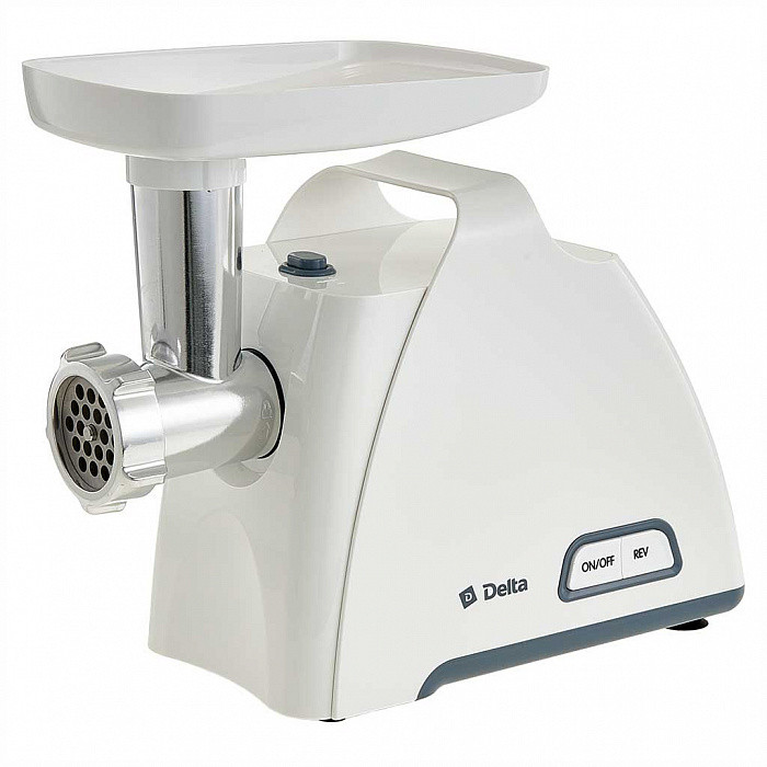Мясорубка электрическая DELTA DL-6104M (Белый/Сер;Мощность 2000Вт;Реверс;Насадка для колбас/кеббе)