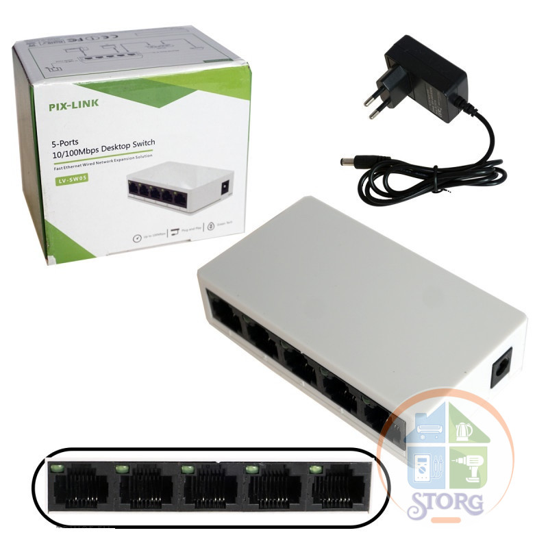 Сетевой коммутатор 5-ти портовый PIX-LINK LV-SW05