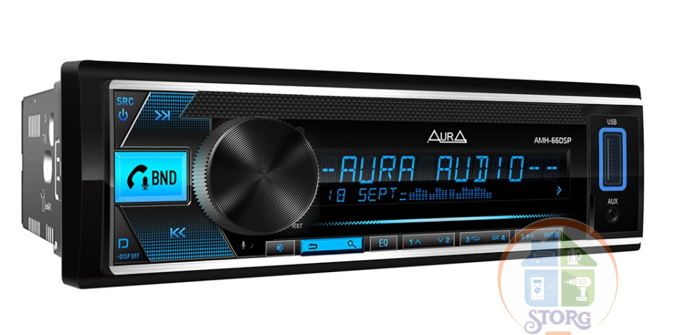 Автомагнитола процессорная без усилителя AurA AMH-66DSP DSP-процессор, 3RCA, 25-полосный  эквалайзер