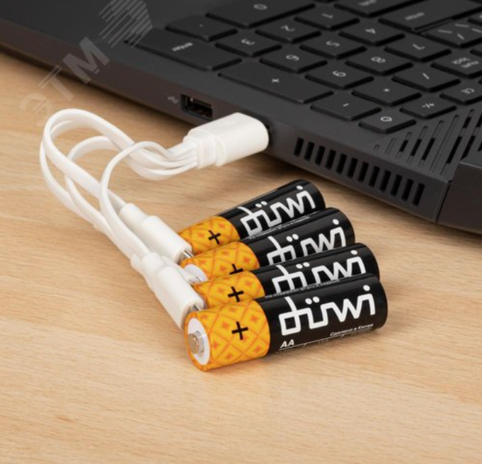 Аккумулятор USB-С, Li-ion, АА, 1,5В, 1800мАч, 2шт, кабель для зарядки, Duwi 62010 5