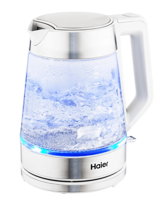 Чайник электрический Haier HK-500 (Серый/Белый, 2200Вт, 1.7л, стеклянный, подсветка)