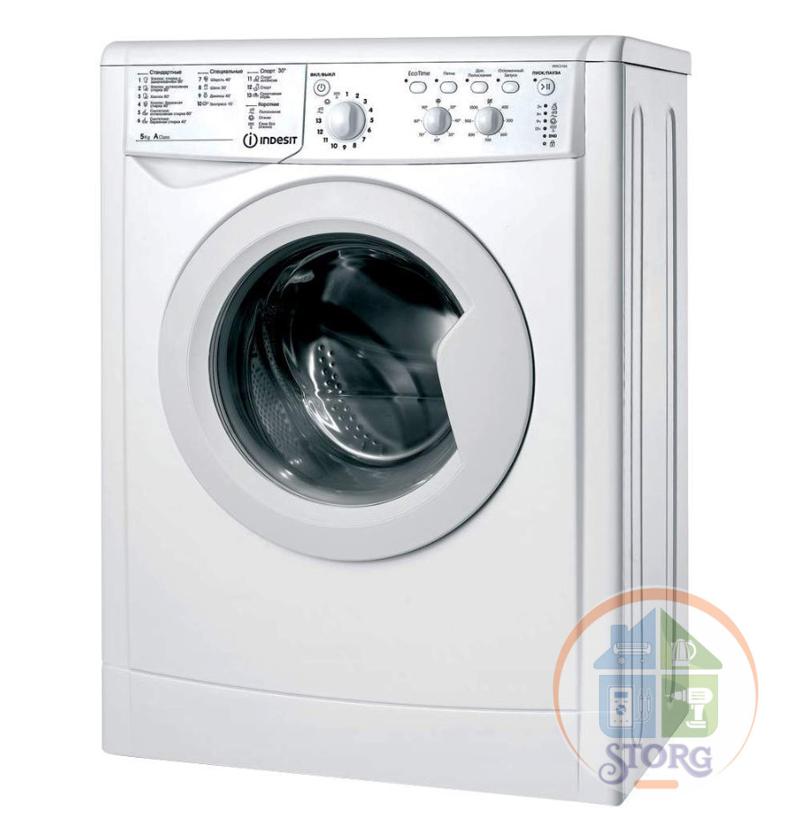 Стиральная машина Indesit IWSC 5105 белая, фронт, 85х60х42см, классы: A/А/С, макс. загр:5кг, 1000 об/мин, дисплей - нет, 16 программ