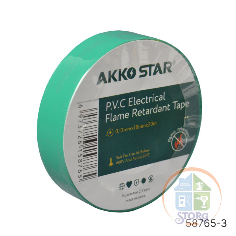 Изолента AKKOSTAR 0.13мм*18мм*20м (зеленый) упак.10шт