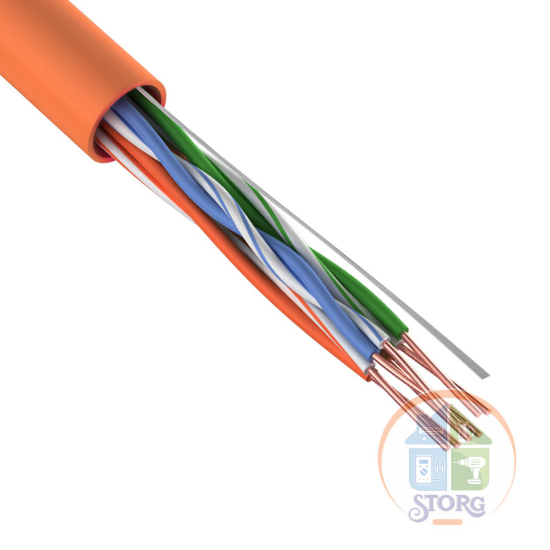 Кабель витая пара U/UTP, CAT 5e, ZH нг(А)-HF, 4PR, 24AWG, INDOOR, SOLID, оранжевый, 305 м, REXANT