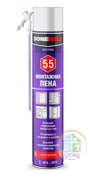 Пена полиуретановая монтажная бытовая KUDO Donewell MAXXIMA DPH10UMAXX55 всесезонная 55л