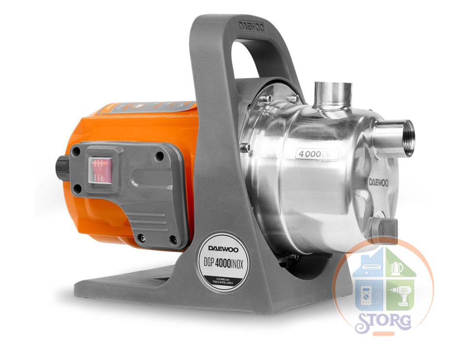Насос садовый DGP 4000 INOX DAEWOO, 1300Вт, произ. 4000 л/час, высота подачи 50м, глуб.всас. 8м