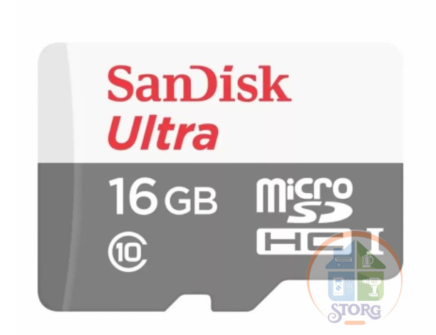 Карта памяти MicroSD  16GB  SanDisk class 10 Ultra Android UHS-I (80 Mb/s) без адаптера