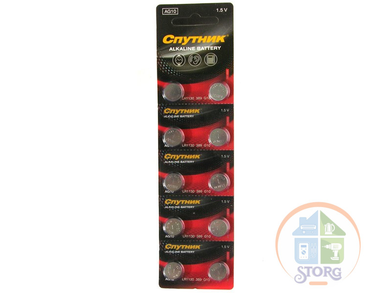 Элемент питания ALKALINE BATTERY AG10/10B, Спутник