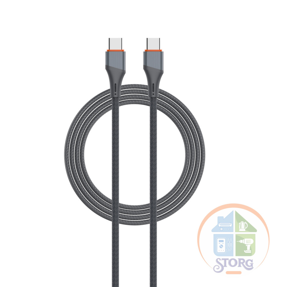 LDNIO LS631C/ USB кабель PD: Type-C--Type-C/ 1m/ 65W/ медь/ Нейлоновая оплетка/ Gray