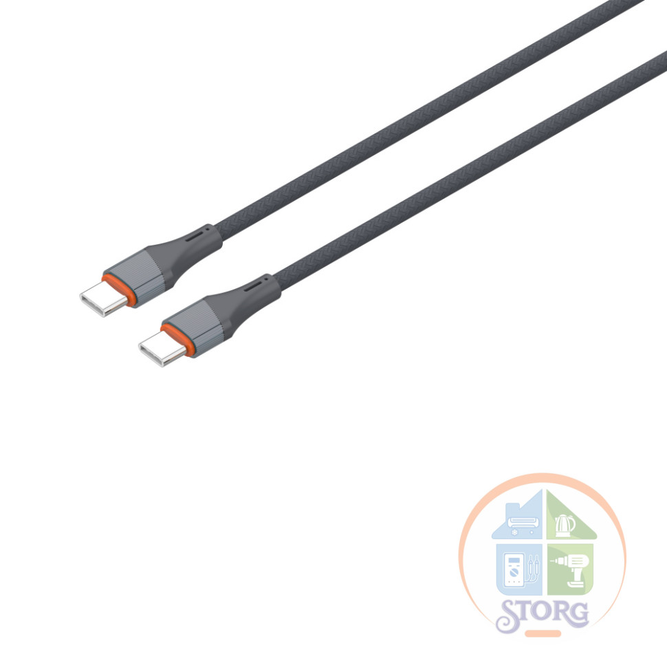 LDNIO LS631C/ USB кабель PD: Type-C--Type-C/ 1m/ 65W/ медь/ Нейлоновая оплетка/ Gray