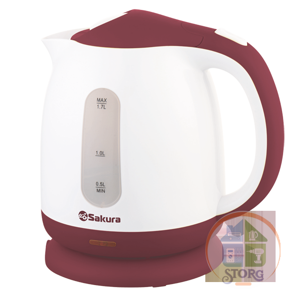 АКЦИЯ! Чайник электрический SAKURA SA-2344WR ( 1.7л, 2200Вт, Диск; Индикатор;Отключ.при закип)