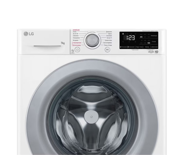Стиральная машина LG F2V3HS4W, Белый, 7кг, инверторный мотор с прямым приводом, пар, 60x85x47.5
