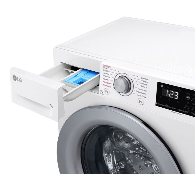 Стиральная машина LG F2V3HS4W, Белый, 7кг, инверторный мотор с прямым приводом, пар, 60x85x47.5