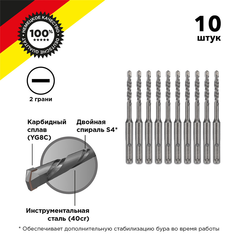 Бур по бетону SDS PLUS KRANZ 6x110 мм (10 шт.)