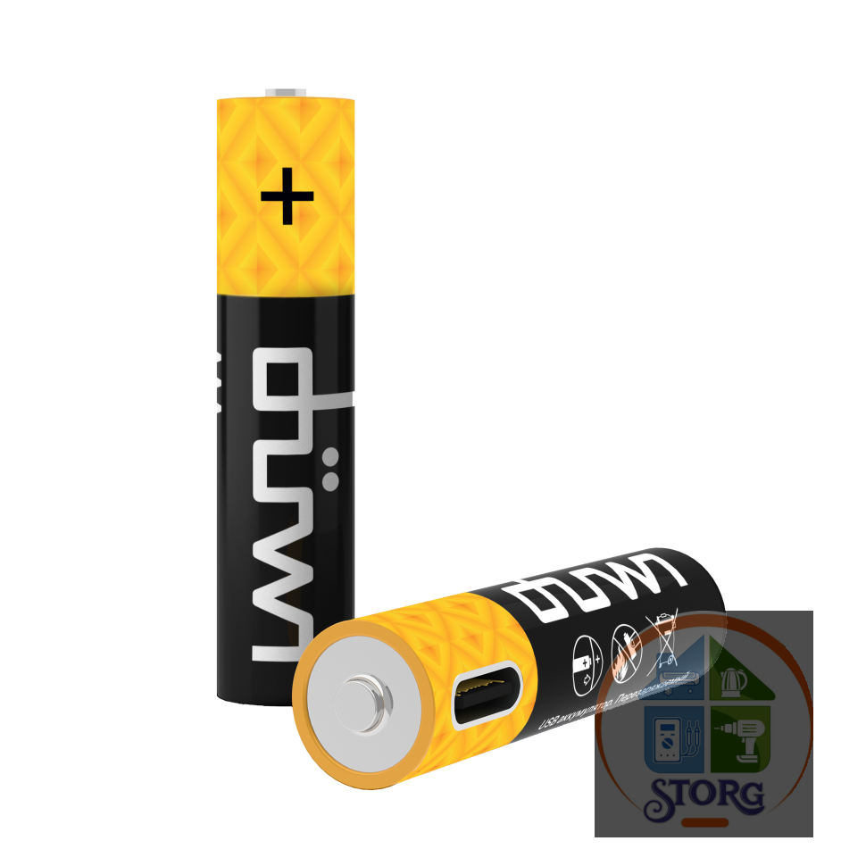 Аккумулятор USB-С, Li-ion, ААА, 1,2В, 450мАч, 2шт, кабель для зарядки, Duwi 62012 9