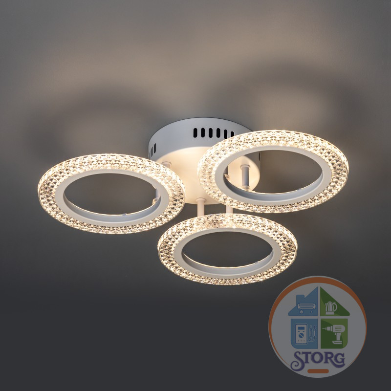 Люстра потолочная LED димм RIFLESSO с ДУ 3 режима O435х75 42Вт 13м2 белый 52923 5 Ritter