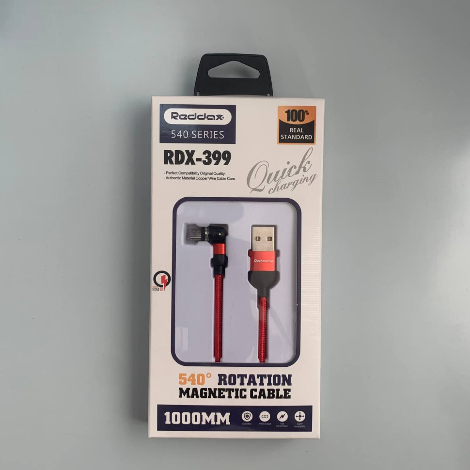 USB кабель Reddax RDX-399 MicroUSB магнитный Г-образный (красный) 1м