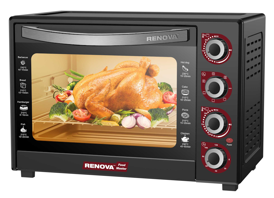 Духовой шкаф Renova MO-50GLTB1, Черный, 50л, 2000Вт, 3 режима, таймер, гриль
