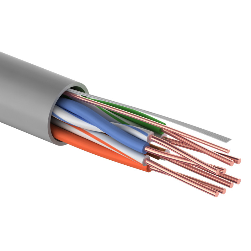 Кабель витая пара REXANT U/UTP, CAT 5e, ZH нг(А)-HF, 4PR, 24AWG, INDOOR, SOLID, серый, 305 м, LIGHT