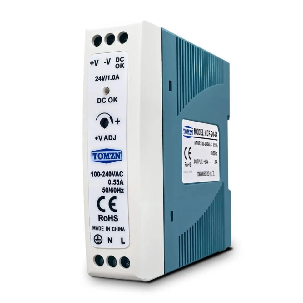 Импульсный блок питания на DIN-рейку TOMZN MDR-20-24 20W / AC-DC преобразователь напряжения универс.