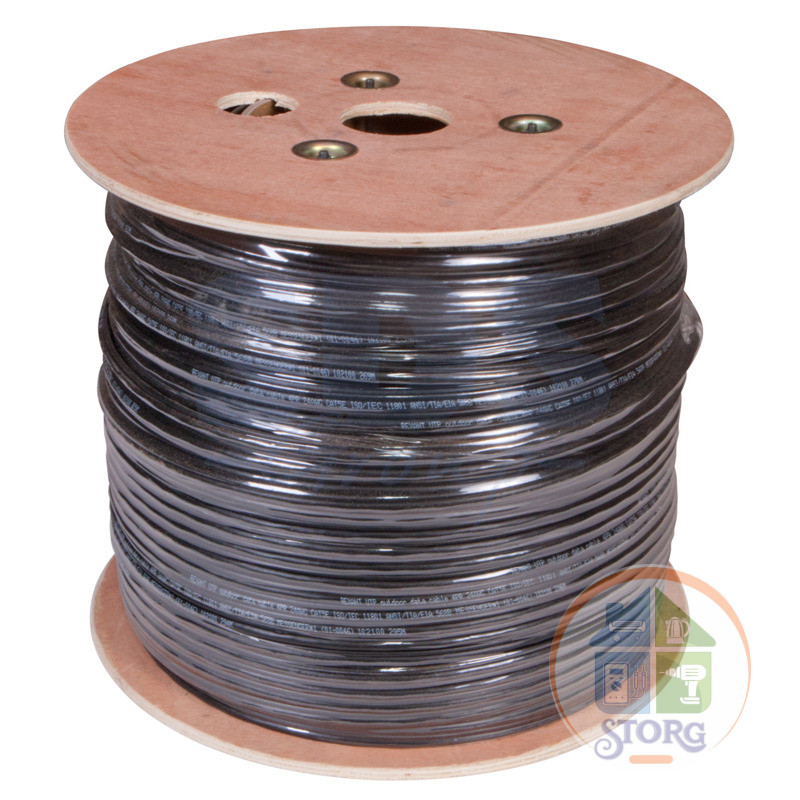 Кабель ExeGate UTP 4 пары кат.5e CCA, 24AWG, внешн., без троса, бухта 305м, черн., PE