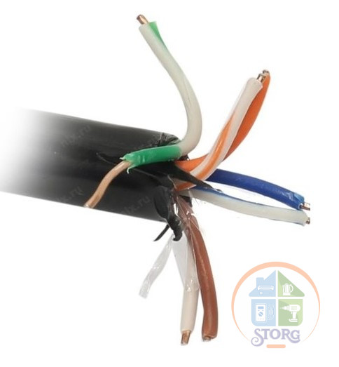 Кабель ExeGate UTP 4 пары кат.5e CCA, 24AWG, внешн., без троса, бухта 305м, черн., PE