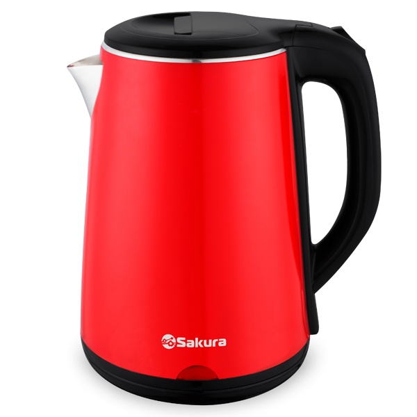 Чайник электрический SAKURA SA-2150BR (Черный/Красный; Объем 2.2л; Мощность 1800Вт;Пластиковый;Диск)
