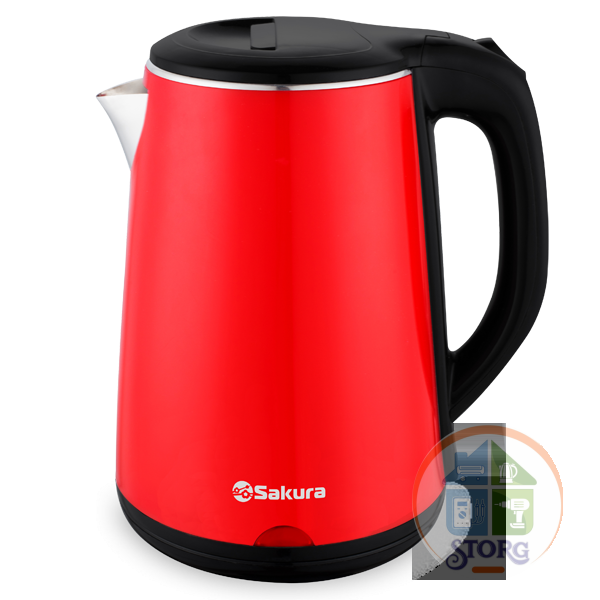 Чайник электрический SAKURA SA-2150BR (Черный/Красный; Объем 2.2л; Мощность 1800Вт;Пластиковый;Диск)