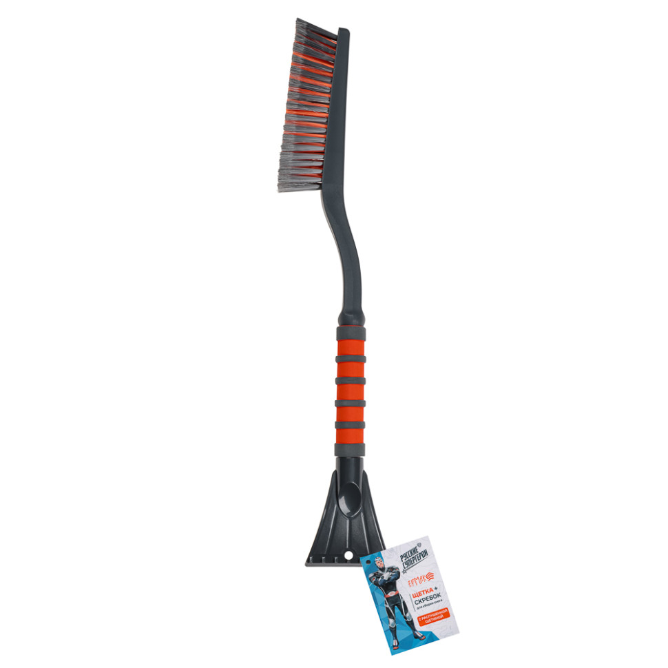Щетка для уборки снега ЕРМАК с распушенной щетиной+скребок, 62см