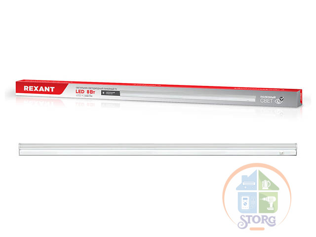 Светильник линейный светодиодный REXANT T5-01 8 Вт 640 Лм 4000 K IP20 564 мм с выключателем и соедин