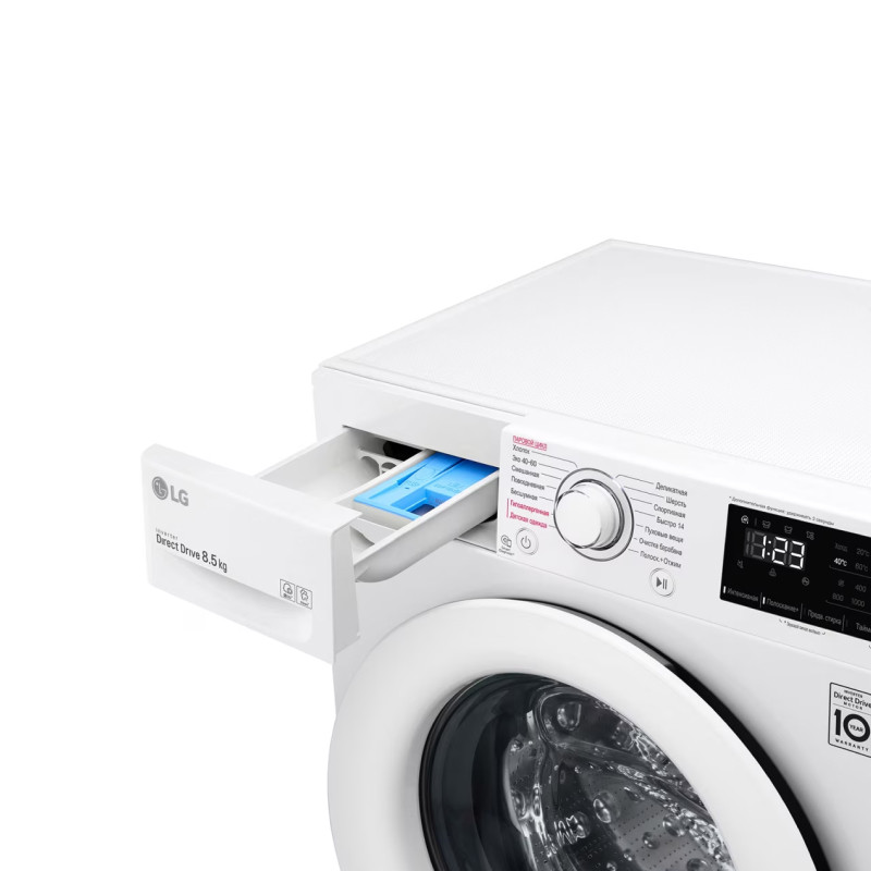 Стиральная машина LG F2V3GS3W, 8.5кг, инверт. мотор с прямым приводом, пар Steam™, AI DD™, 60x85x47.5