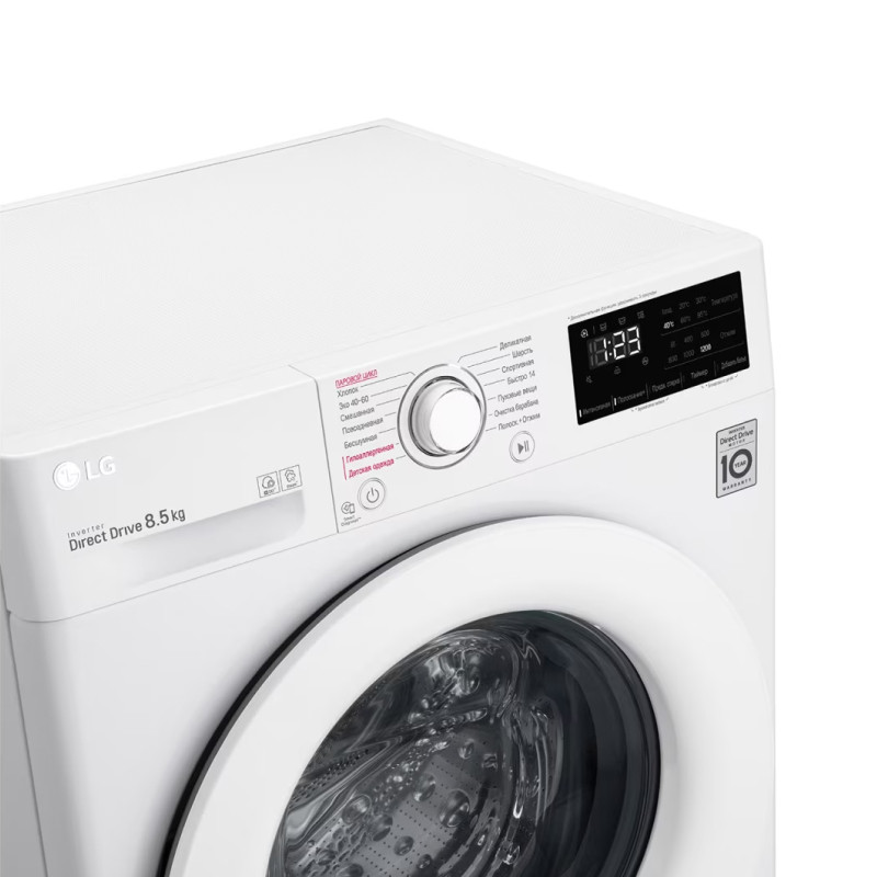 Стиральная машина LG F2V3GS3W, 8.5кг, инверт. мотор с прямым приводом, пар Steam™, AI DD™, 60x85x47.5