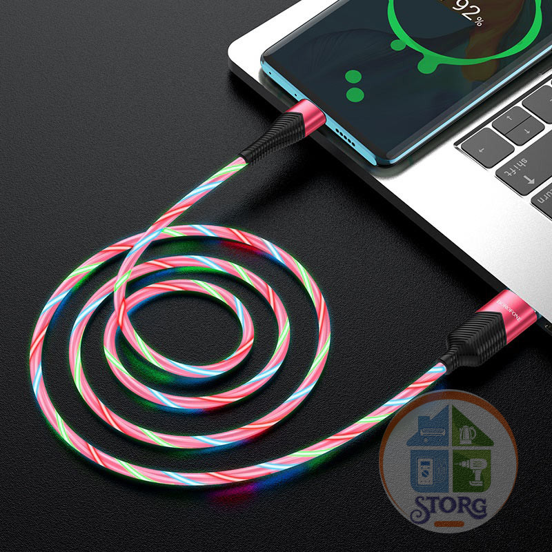 Кабель RGB многоцветный USB Borofone BU19 Streamer Lightning 1000mm (red)