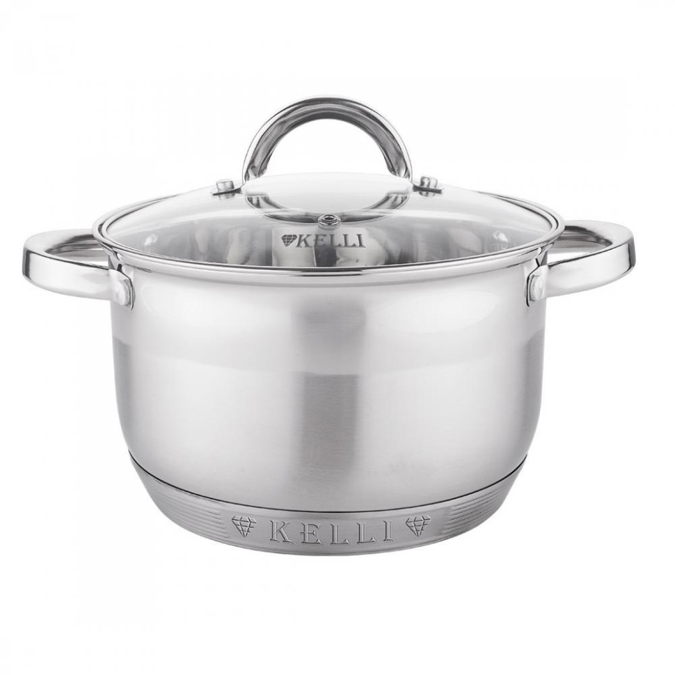 Кастрюля KELLI KL-4712-20 (Объем 3,9л; Диаметр 20см; 3-х слойное капс.дно; Нерж.сталь)