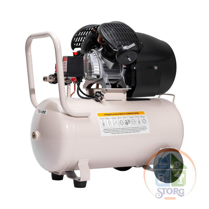 Компрессор воздушный KRANZ KR-2200/50, 2200Вт, 400 л/мин, 50л