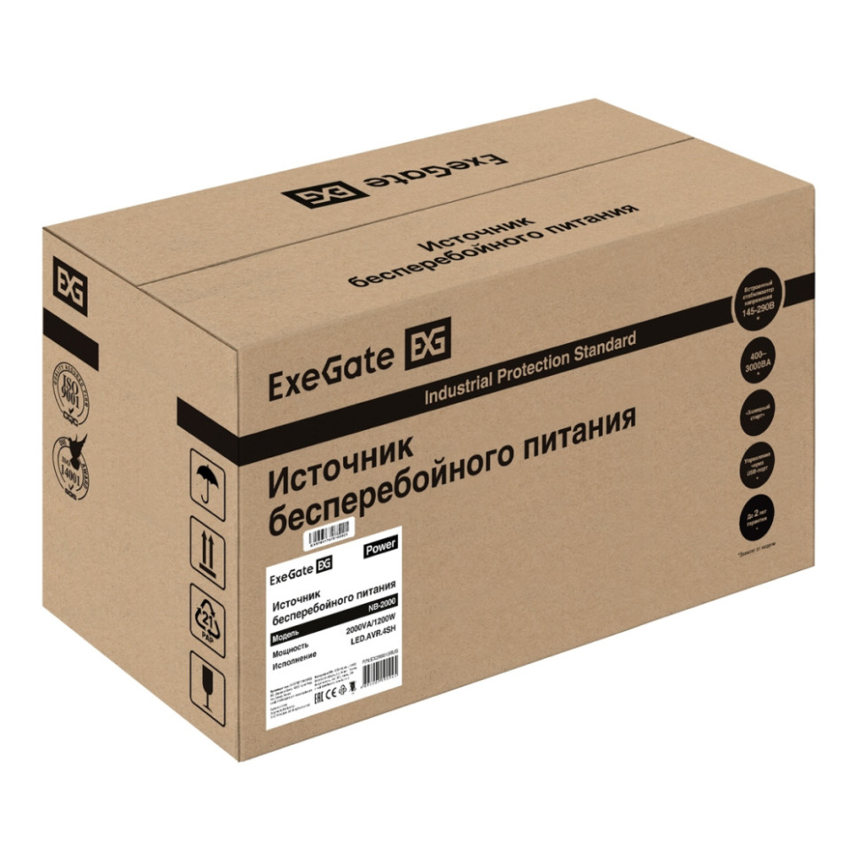 Источник бесперебойного питания ExeGate Power NB-2000.LED.AVR.4SH (2000VA/1200W, 12V 9Ah-2шт, Black) Источник бесперебойного питания ExeGate Power NB-2000.LED.AVR.4SH (2000VA/1200W, 12V 9Ah-2шт, Black)
