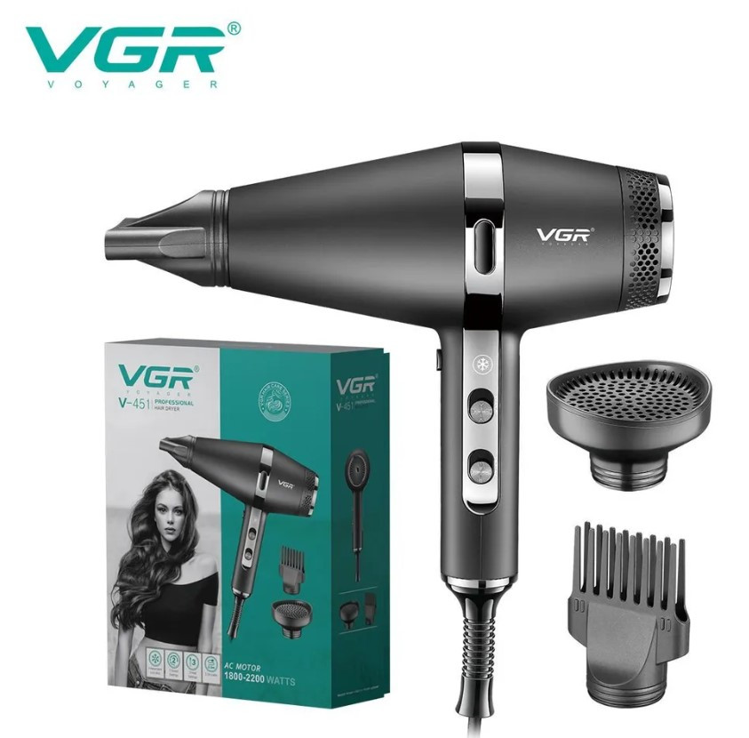 Фен для волос VGR V-451 Professional 2200 Вт 3насадки Фен для волос VGR V-451 Professional 2200 Вт 3насадки