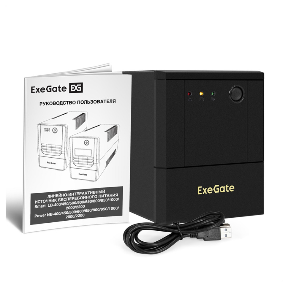Источник бесперебойного питания ExeGate Power NB-2200.LED.AVR.4SH.USB, 2200ВА, 1300Вт
