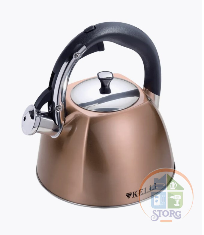 Чайник металлический KELLI KL-4510 (Объем 3л; Высококачественная нержавеющая сталь;Свисток)