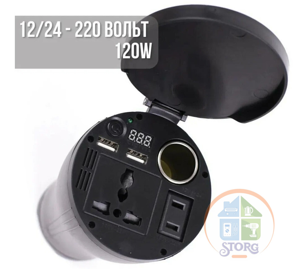 Автомобильный инвертор преобразователь 12V>>220V Takara 4328 12/24V 120W