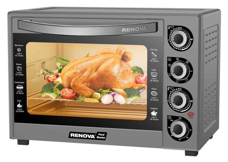 Духовой шкаф Renova MO-50GLTS1, Серый, 50л, 2000Вт, 3 режима, таймер, гриль
