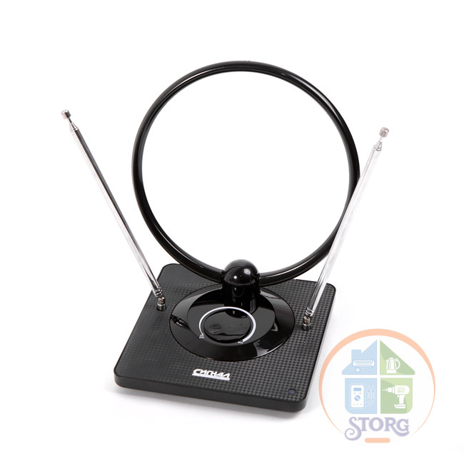 Антенна комнатная DVB-T2 и ДМВ+МВ активная Сигнал SAI 963 усы 1м кабель 3м