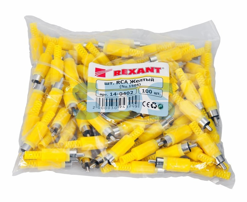 Разъем штекер RCA жёлтый пайка REXANT
