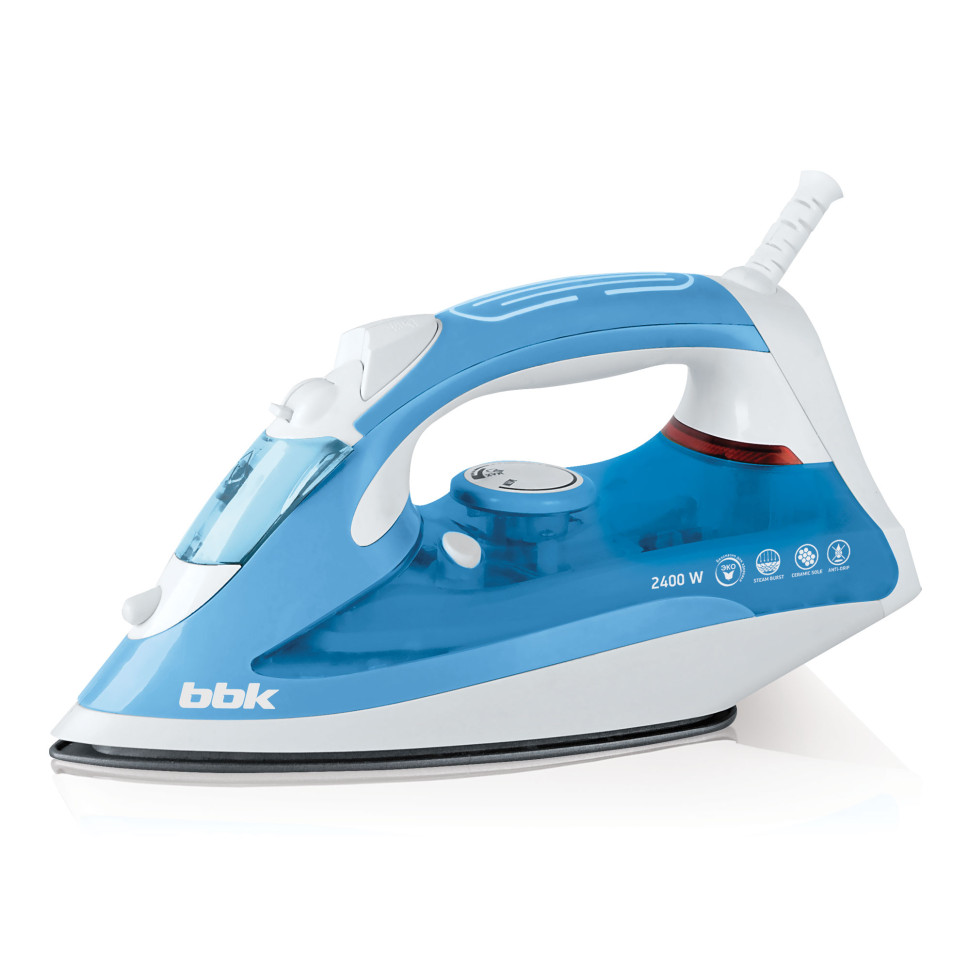 Утюг BBK ISE-2400 бирюзовый/белый, 2400 Вт, 35 г/мин, 140 г/мин, 280 мл