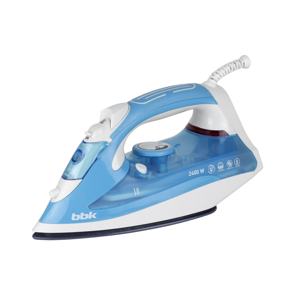 Утюг BBK ISE-2400 бирюзовый/белый, 2400 Вт, 35 г/мин, 140 г/мин, 280 мл