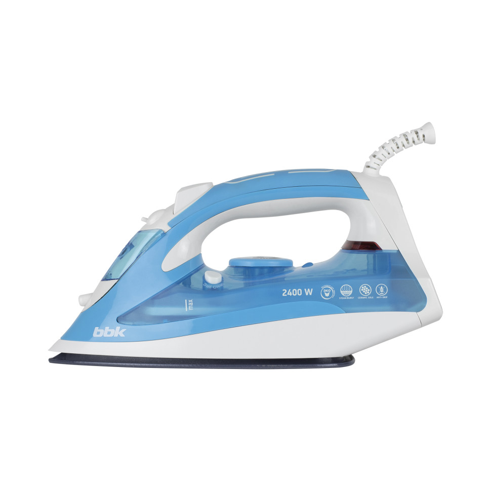 Утюг BBK ISE-2400 бирюзовый/белый, 2400 Вт, 35 г/мин, 140 г/мин, 280 мл