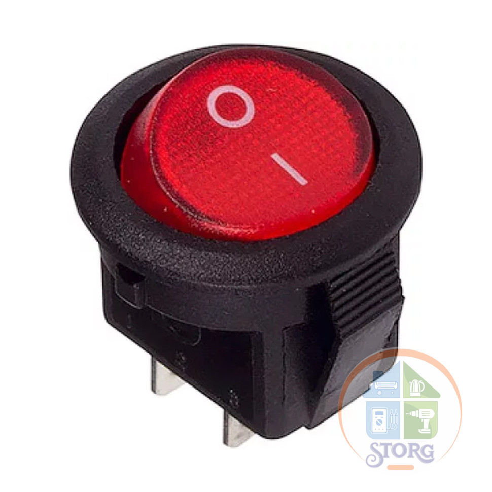 Выключатель клавишный круглый 250V 3А (2с) ON-OFF красный Micro (RWB-105, SC-214) REXANT