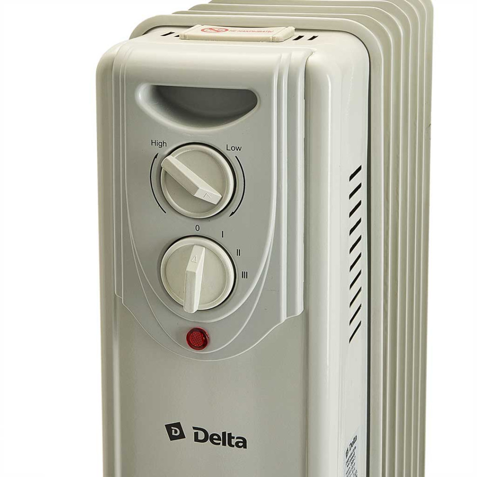 Обогреватель масляный DELTA D05-7, светло-серый,1500Вт, 7 секций, площадь обогрева 10-17м², 3 режима