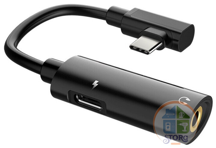 Адаптер Hoco LS19 Type-C 2-in-1 Audio Converter (black)