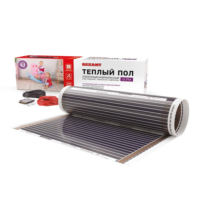 Теплый пол пленочный REXANT Ultra RXM 220, площадь 3 м2, 0.5х6 м, 660 Вт, 51-0505-4